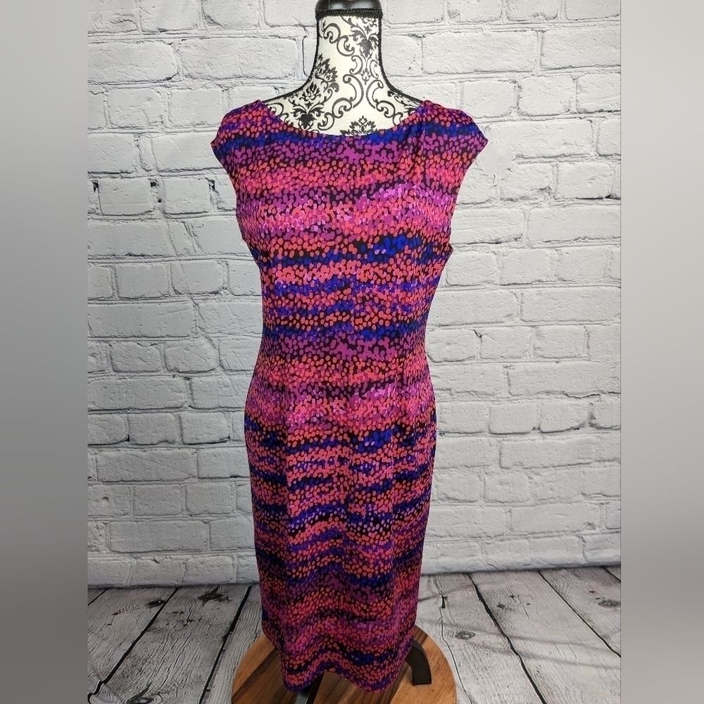 Tessuto women's sleeveless stretch knit geometric print size large dress b12